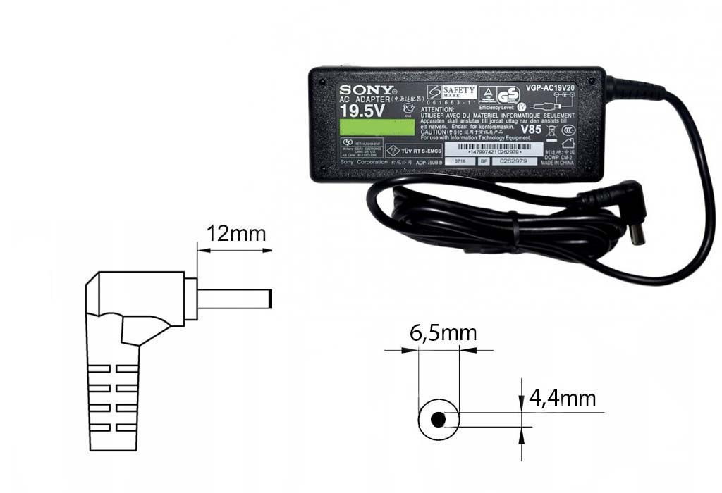 Оригинальная зарядка (блок питания) для ноутбука Sony VGA-AC19V10, VGP-AC19V13, 90W, штекер 6.5x4.4 мм - фото 1 - id-p3248443