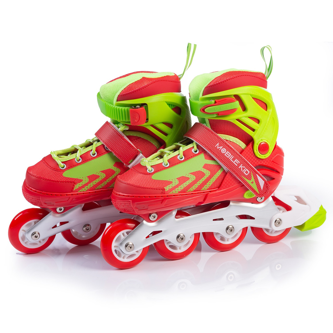 Роликовые коньки с лезвиями раздвижные (2-в-1) Mobile Kid UniSkate RED-GREEN - фото 2 - id-p169944826
