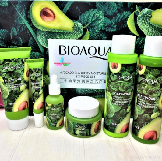 Набор питательной и разглаживающей косметики с ниациномидом и экстрактом авокадо BIOAQUA Niacinome Avocado Six