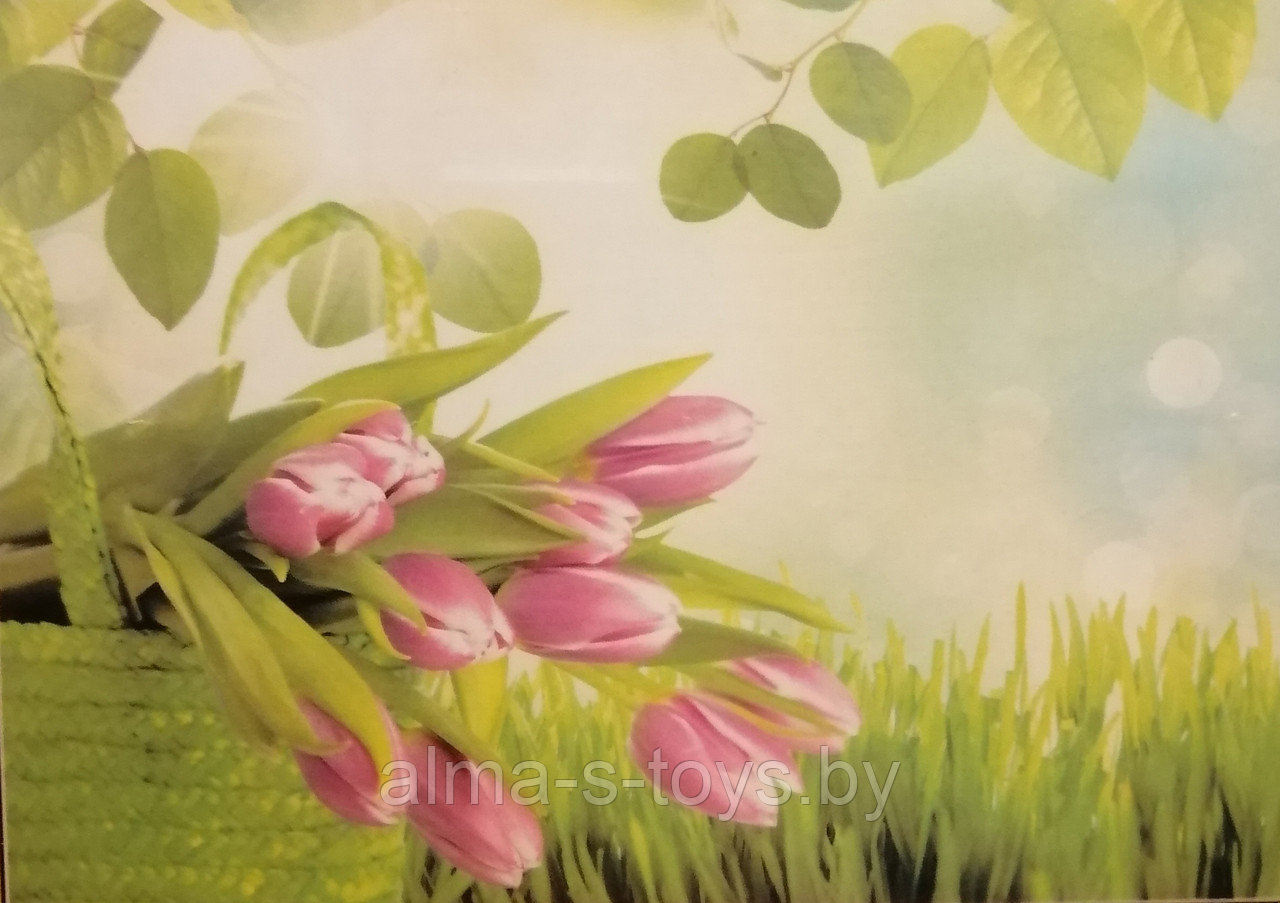 Алмазная картина "Весенние цветы" на подрамнике