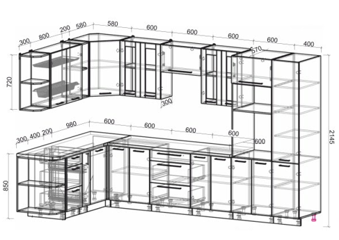 Угловая кухня Мила Пластик 1,88х3,4 ВТфабрика Интерлиния - фото 2 - id-p172943459