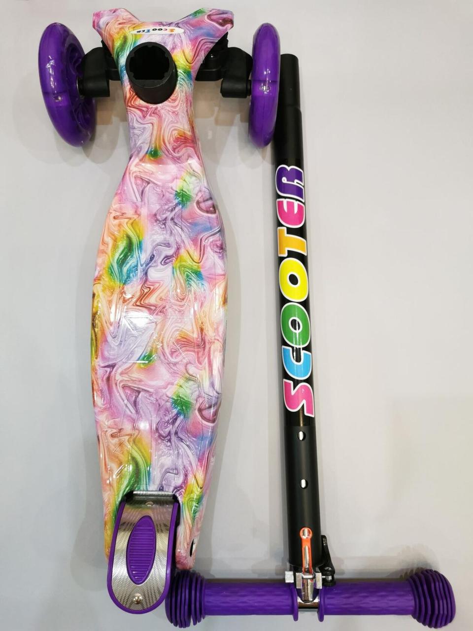 Детский самокат 21st Scooter Maxi  ,скутер макси, цвет граффити фиолетовый + розовый