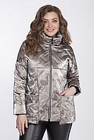 Женская осенняя бежевая большого размера куртка Matini 2.1435 серый/полоска 50р.