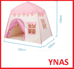 Детский игровой домик детская игровая палатка замок шатер розовая, голубая для девочек для дома или улицы