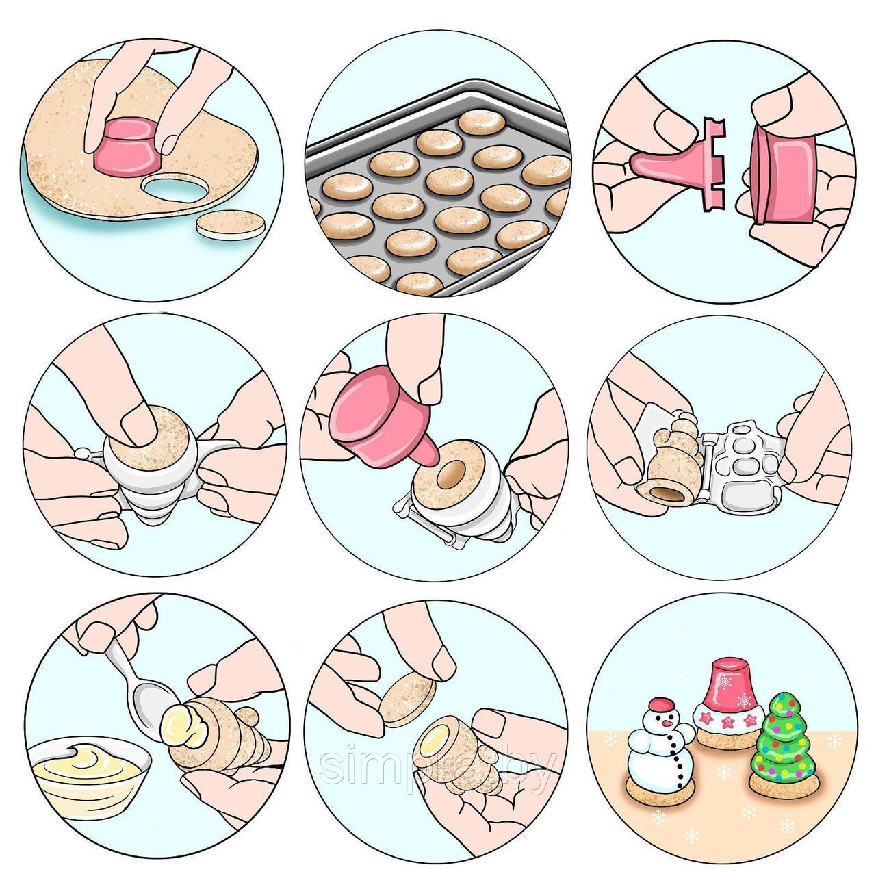 Набор форм для печенья с начинкой с формой для выдавливания серединки "Новогодний", 3 шт - фото 3 - id-p172964438