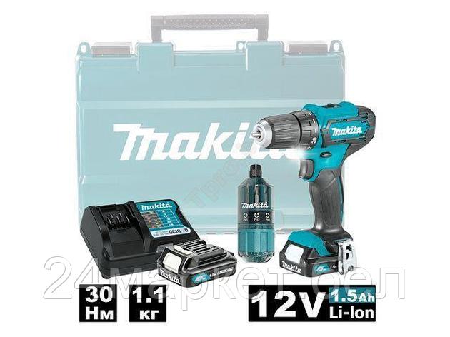 Аккум. дрель-шуруповерт MAKITA DF 333 DWYE в чем. + набор бит (12.0 В, 2 акк., 1.5 А/ч Li-Ion, 2 скор., 30 Нм,, фото 2