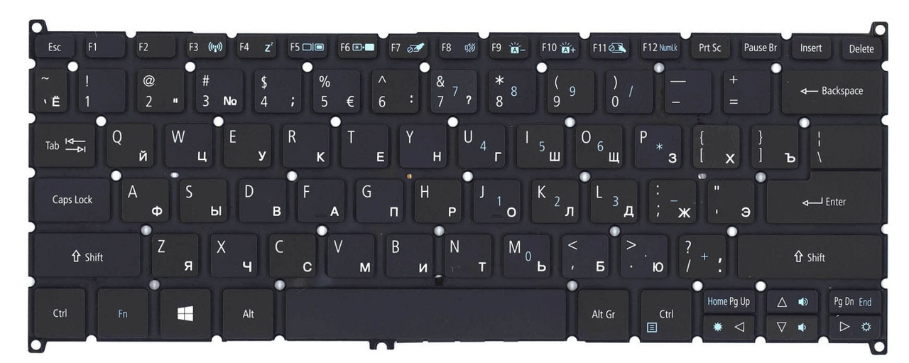 Клавиатура Acer Aspire R14 черная с подсветкой - фото 1 - id-p172971382