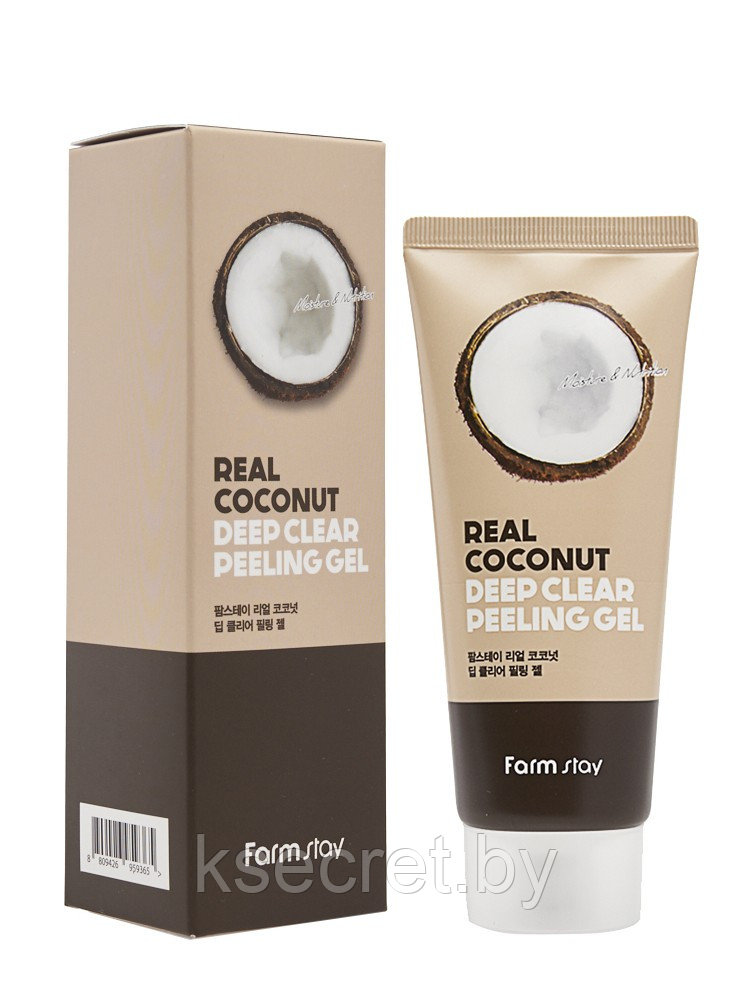Пилинг-скатка FarmStay с кокосовым маслом Real Coconut Deep Clear Peeling Gel 100 мл - фото 1 - id-p172971570