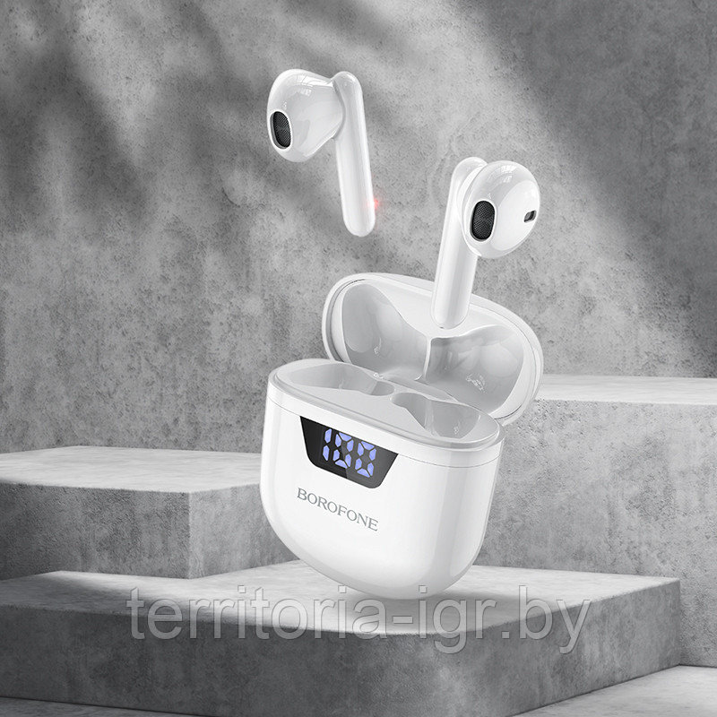 Беспроводная Bluetooth-гарнитура BW05 Plus TWS белый Borofone - фото 9 - id-p172974424