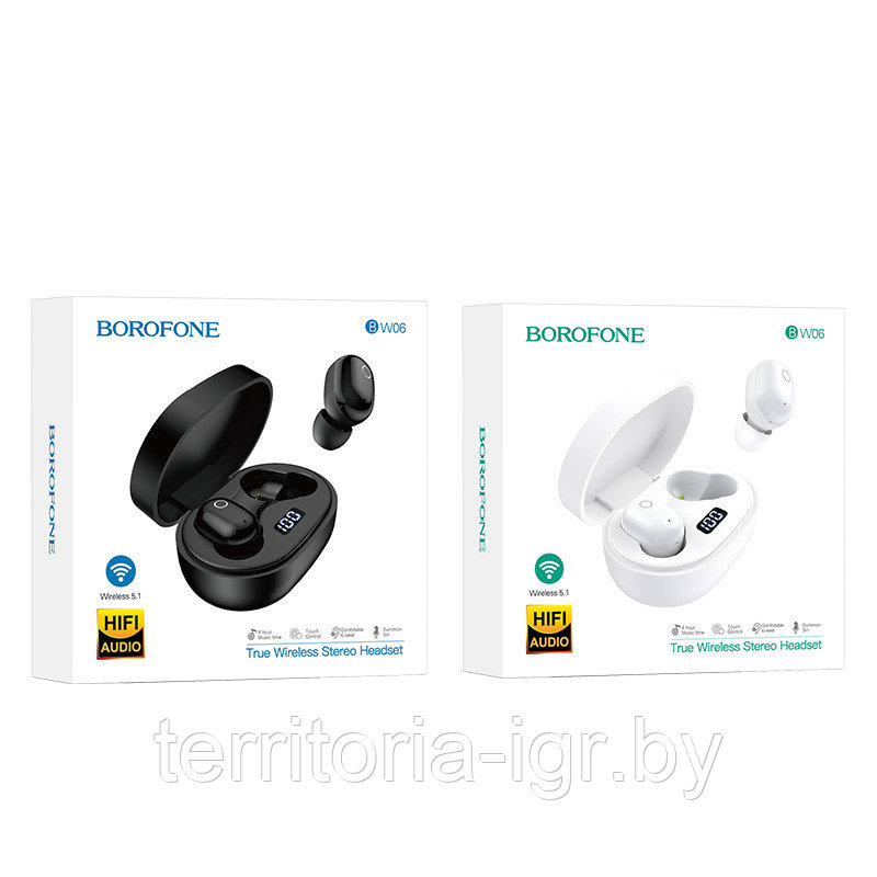 Беспроводная Bluetooth-гарнитура BW06 TWS черный Borofone - фото 1 - id-p172975024