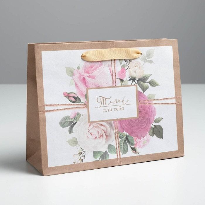 Подарочный пакет «Цветы для тебя» 23 × 18 × 10 см - фото 1 - id-p172980727