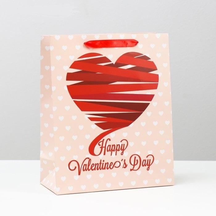 Подарочный пакет «Valentine's Day» 26 × 32 × 12 см