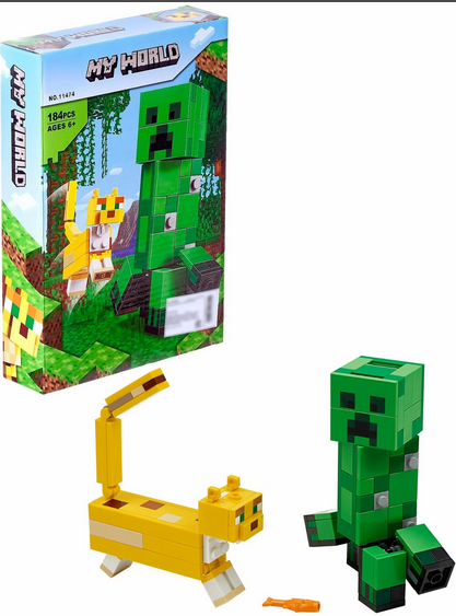 Детский конструктор BELA Майнкрафт 11474 Крипер скелет и оцелот, аналог Лего Lego Minecraft мой мир my world - фото 3 - id-p172991885