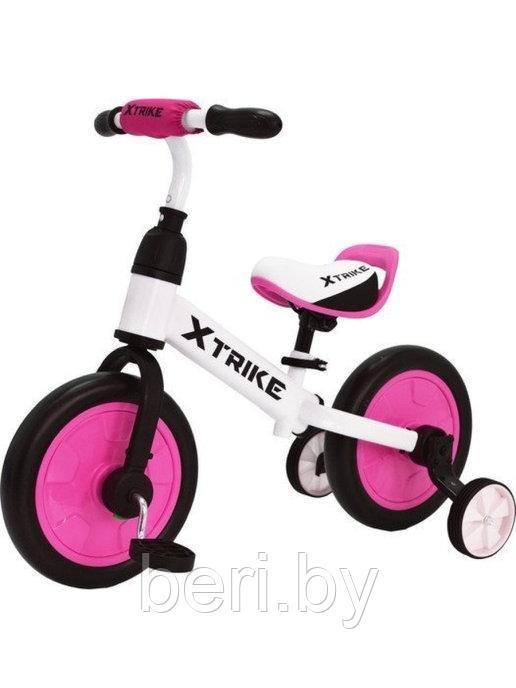 3940002B Беговел-велосипед 2 в 1 - Xtrike Run, съемные педали, съемные боковые колеса, розовый - фото 2 - id-p172996483