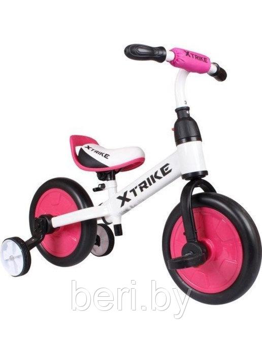 3940002B Беговел-велосипед 2 в 1 - Xtrike Run, съемные педали, съемные боковые колеса, розовый - фото 3 - id-p172996483