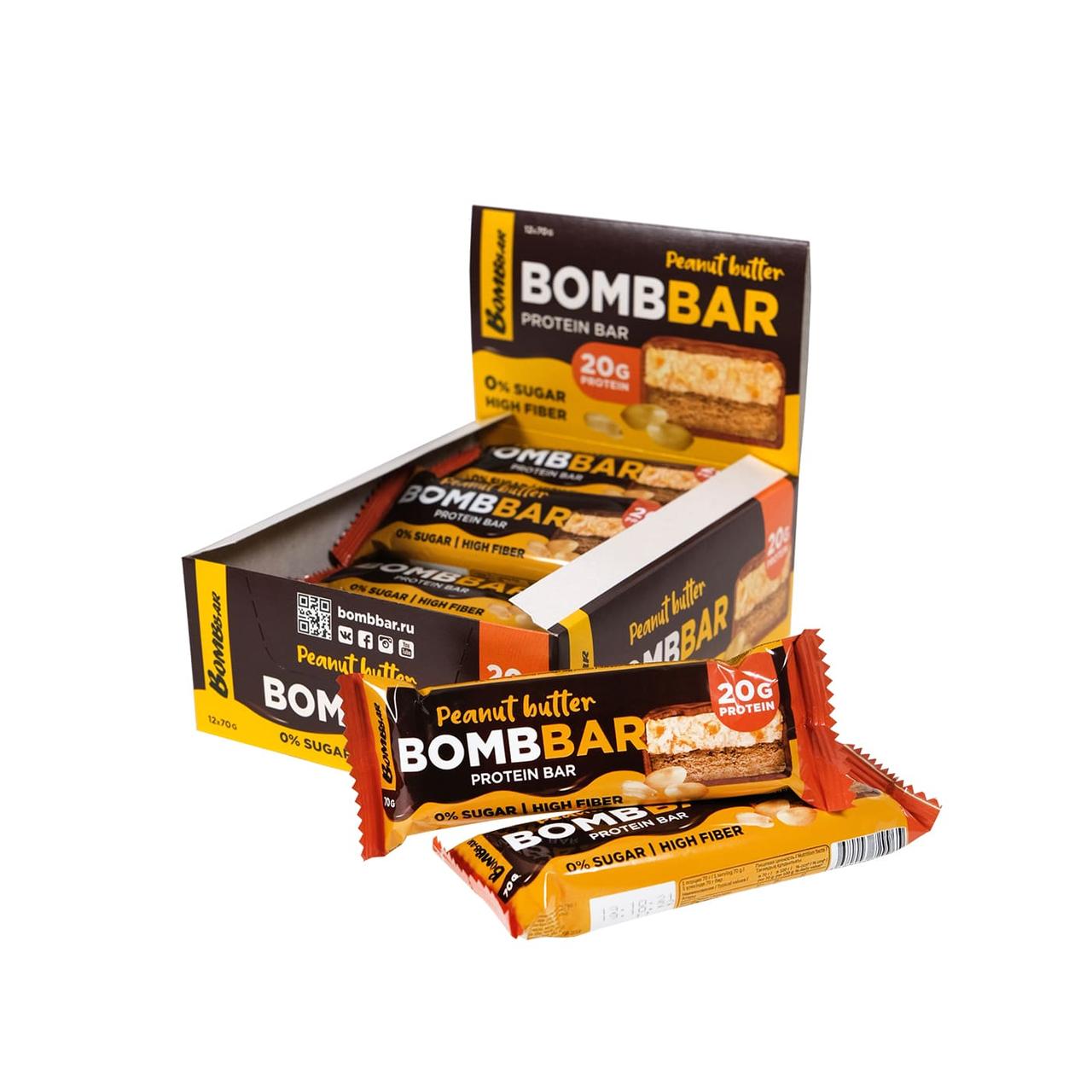 Ореховый протеиновый батончик Bombbar - Peanut Butter