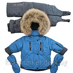 Детский зимний костюм (куртка + комбинезон) Nordtex Kids мембрана голубой (Размеры:86)