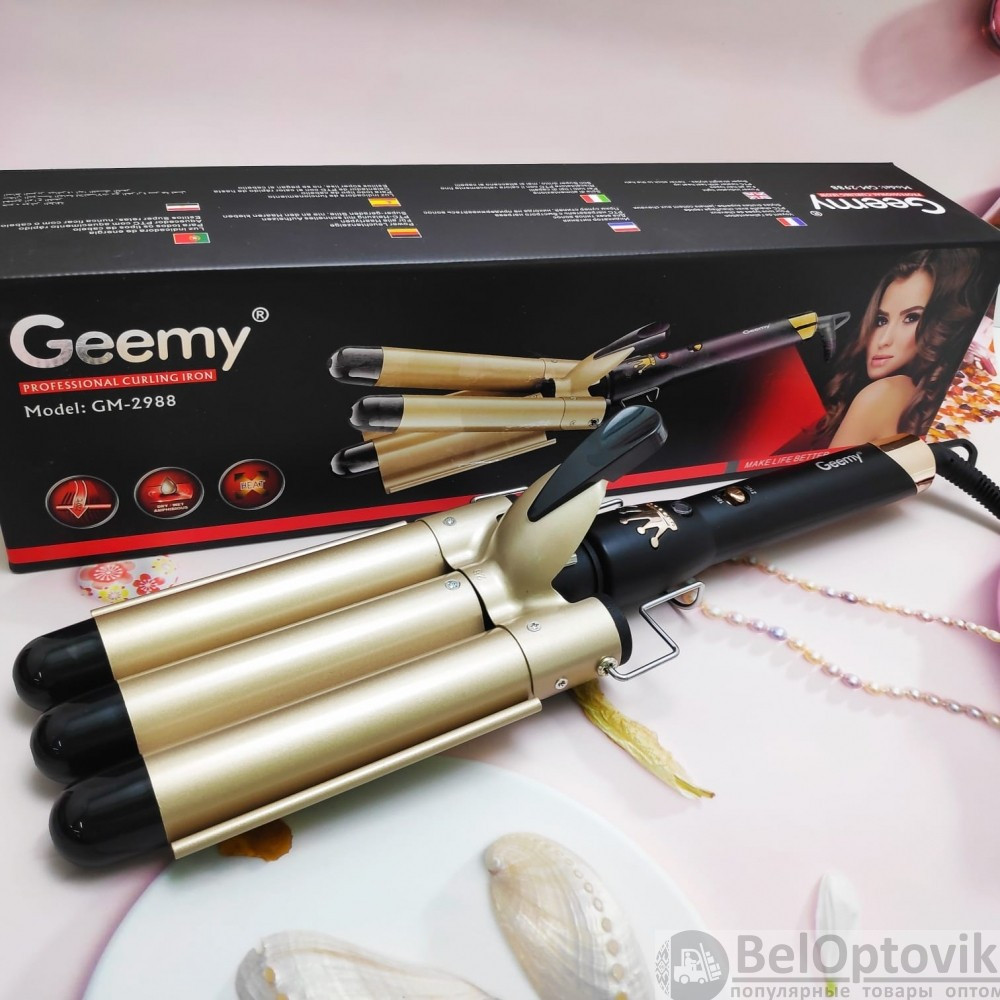 Щипцы плойка Geemy GM-2988 для завивки волос 3-х волновая с керамическим покрытием - фото 3 - id-p173067493