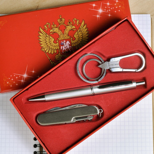 Подарочный Набор 3 в 1. Ручка, брелок, нож. D-5 - фото 1 - id-p173067504