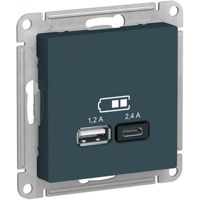USB РОЗЕТКА A+С, 5В/2,4 А, 2х5В/1,2 А, цвет Изумруд (Schneider Electric ATLAS DESIGN) - фото 1 - id-p173069138