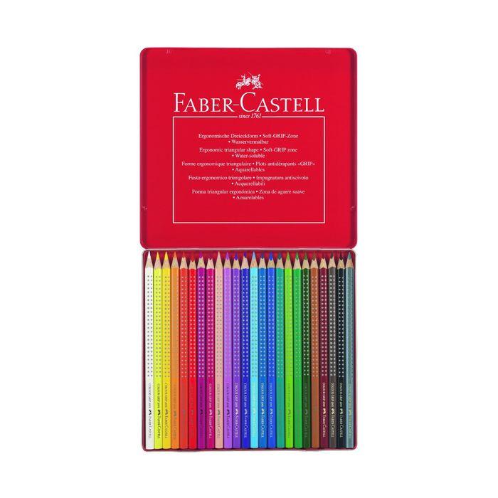 Карандаши 24 цвета Faber-Castell GRIP 2001 трёхгранные, в металлической коробке - фото 2 - id-p173058172