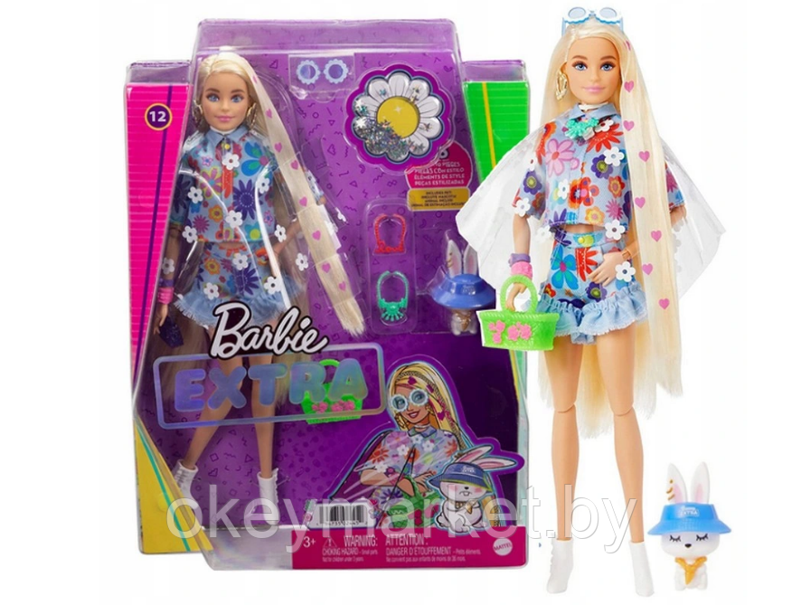 Кукла Barbie Экстра блондинка в джинсовом костюме  Mattel HDJ45