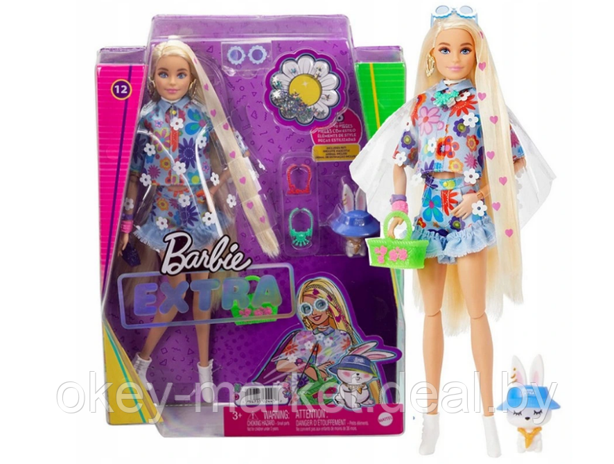 Кукла Barbie Экстра блондинка в джинсовом костюме Mattel HDJ45 - фото 1 - id-p173073422