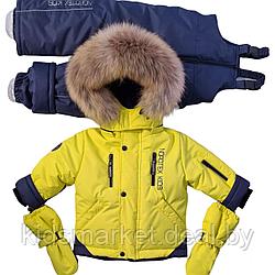 Детский зимний костюм (куртка + комбинезон) Nordtex Kids мембрана желтый (Размеры: 86, 92)