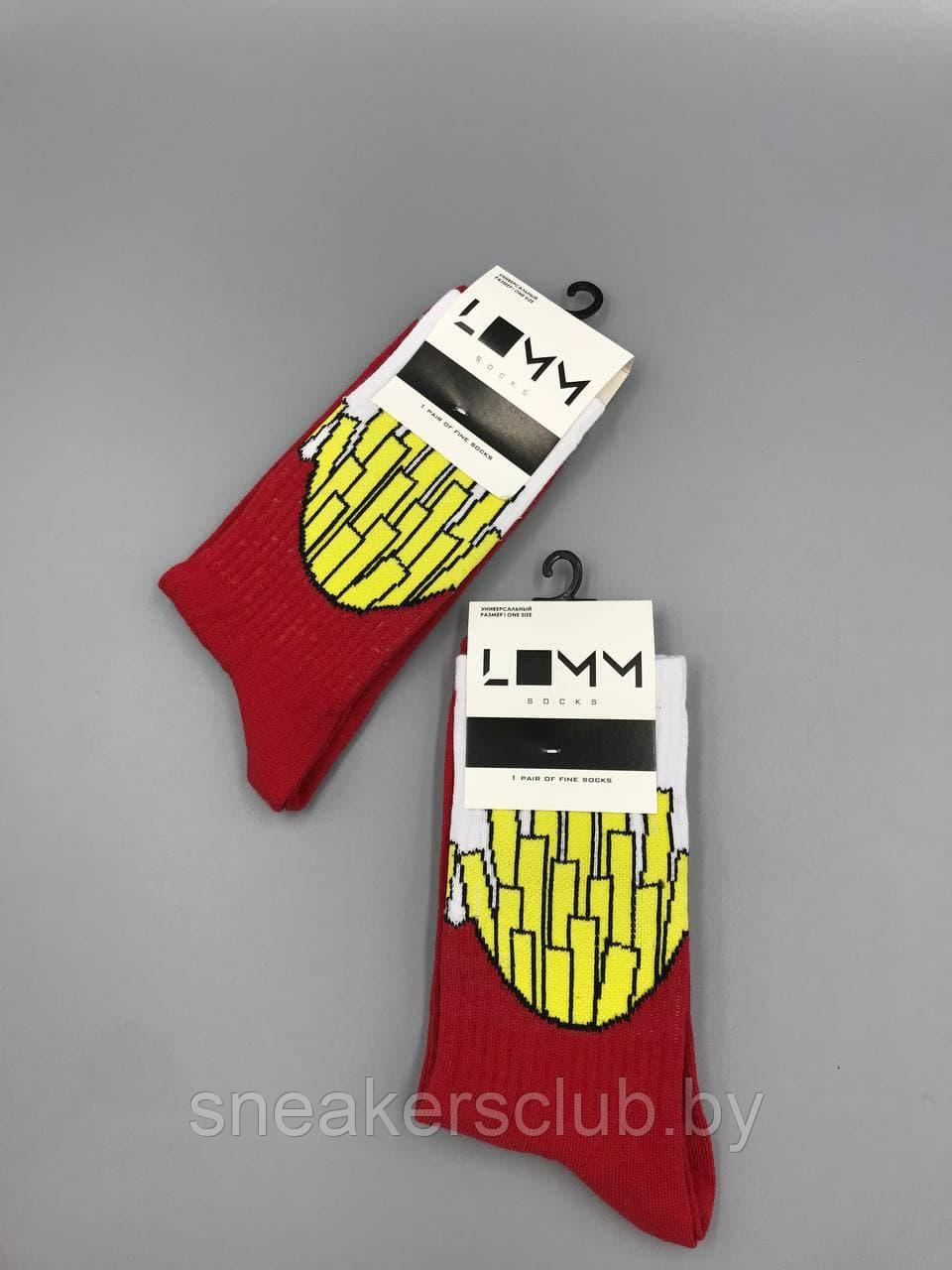 Яркие носки с принтом "Картошка фри" / one size / удлиненные носки / носки с рисунком - фото 2 - id-p173082840