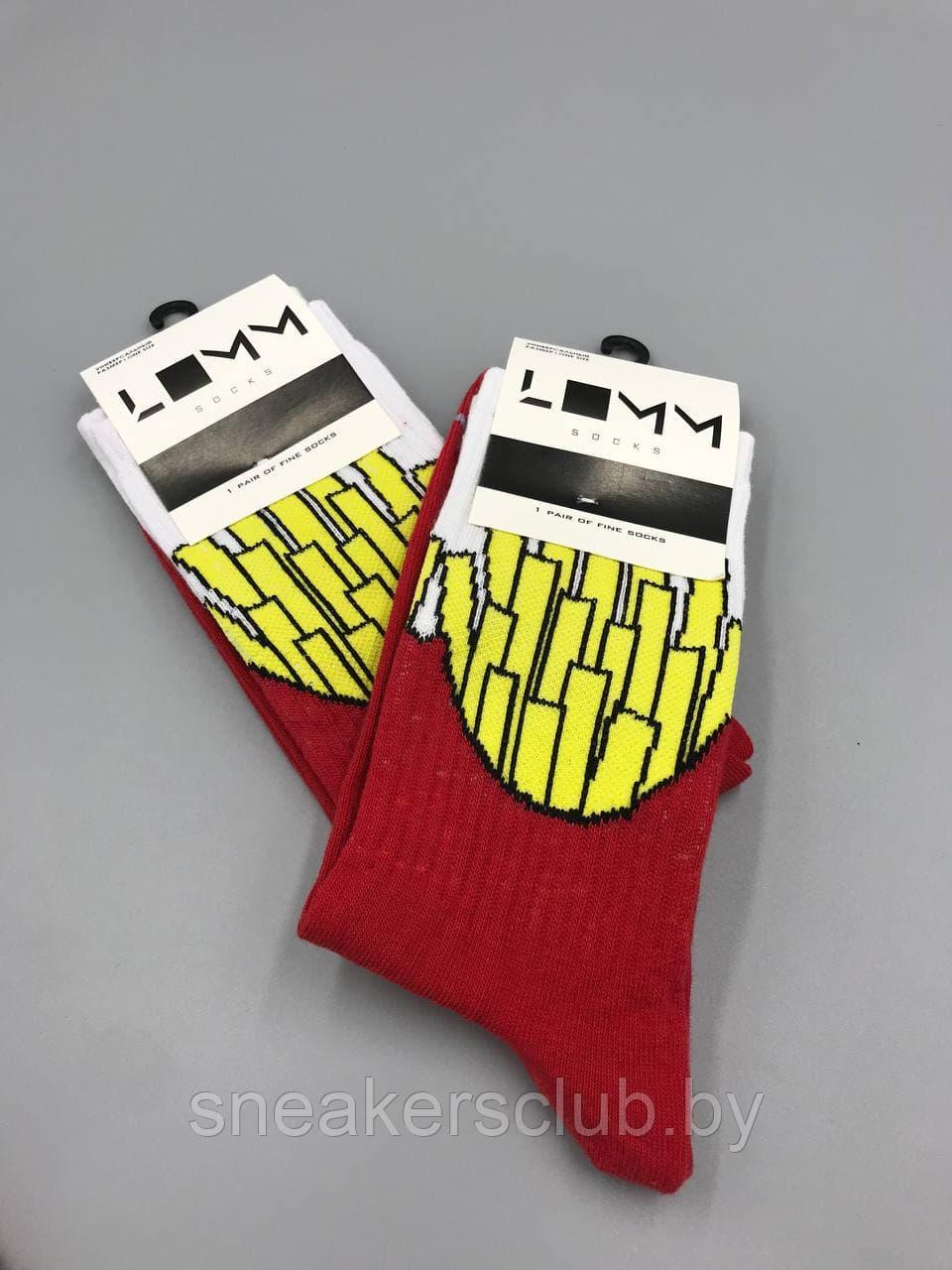 Яркие носки с принтом "Картошка фри" / one size / удлиненные носки / носки с рисунком - фото 4 - id-p173082840