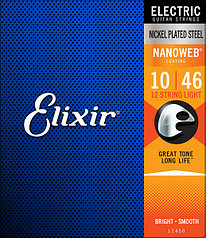 Elixir 12450 NANOWEB Комплект струн для 12-струнной электрогитары, Light, 10-46