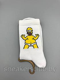 Яркие носки с принтом "Симпсоны"/ one size/ удлиненные носки/ носки с рисунком
