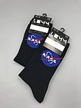 Носки черные с принтом "NASA" / размер 40-45 / удлиненные носки / носки с рисунком, фото 2