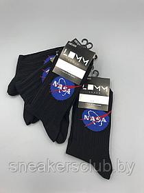 Носки черные с принтом "NASA"/ one size/ удлиненные носки/ носки с рисунком