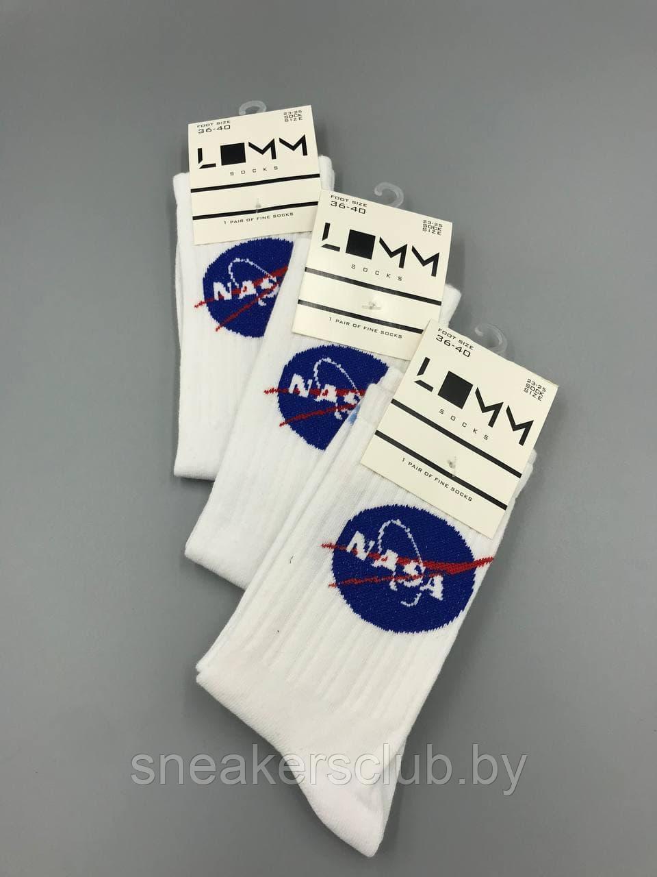 Носки белые с принтом "NASA"/ размер 36-40/ удлиненные носки/ носки с рисунком