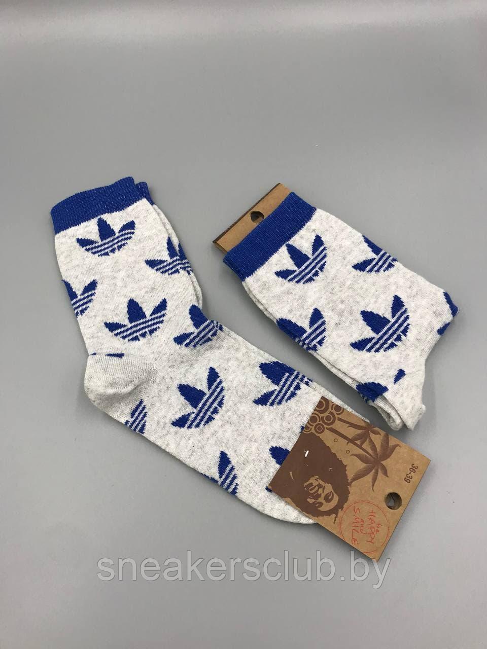 Синие носки Adidas/ размер 36-39/ удлиненные носки/ яркие носки