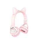 Наушники детские Cat ear Borofone BO15 с милыми светящимися ушками, розовые, фото 3