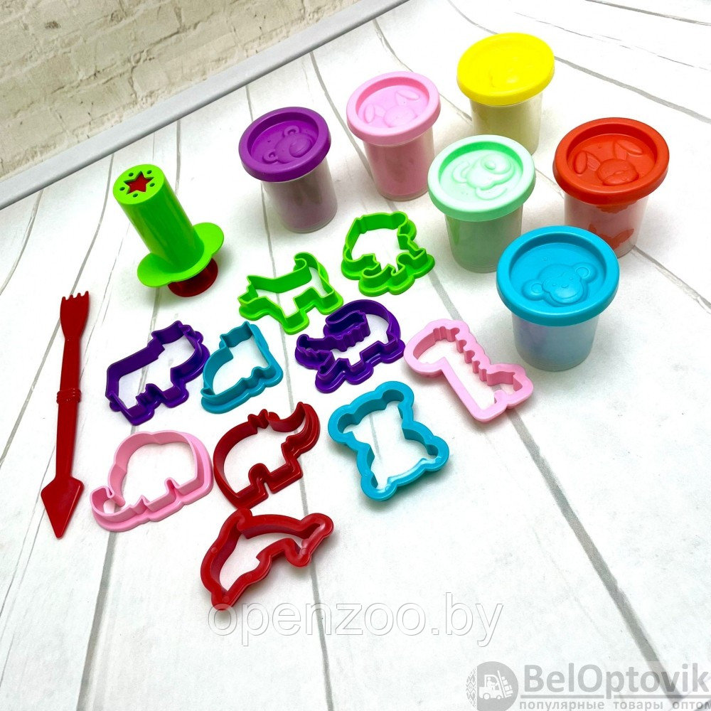 Набор для лепки Genio Kids Тесто-пластилин. Животный мир 6 цветов, 10 формочек - фото 7 - id-p173095683