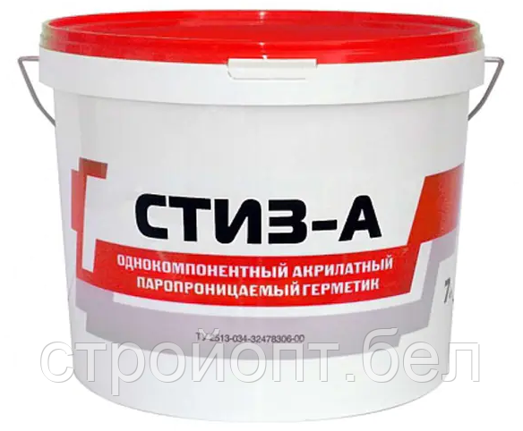 Паропроницаемый акриловый герметик для наружного применения СТИЗ-А, 7 кг, РФ - фото 1 - id-p173111361
