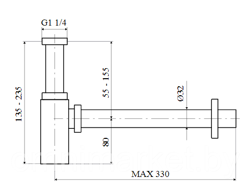 Сифон для умывальника Slovarm P-970КS DN32 672313Т из латуни с хромированной отделкой, Словакия - фото 2 - id-p173110146