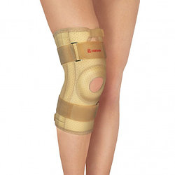 Бандаж на коленный сустав со спиральными ребрами жесткости неразъемный "Польза" 0809