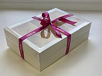 Коробка для ассорти сладостей с пластиковой крышкой, белая, 240х170х h70 мм