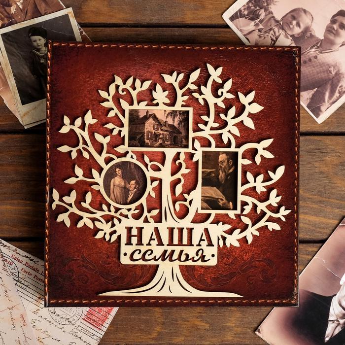 Родословная книга «Наша семья», с деревянным элементом, 86 страниц, 24.5 х 23 х 4 см