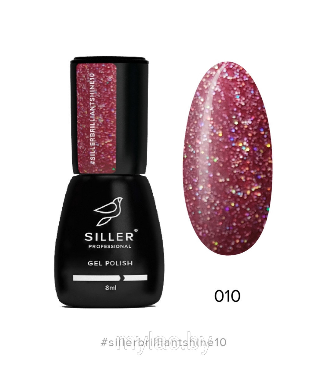 Гель-лак Siller Brilliant Shine №10 (бордовый с блестками), 8мл