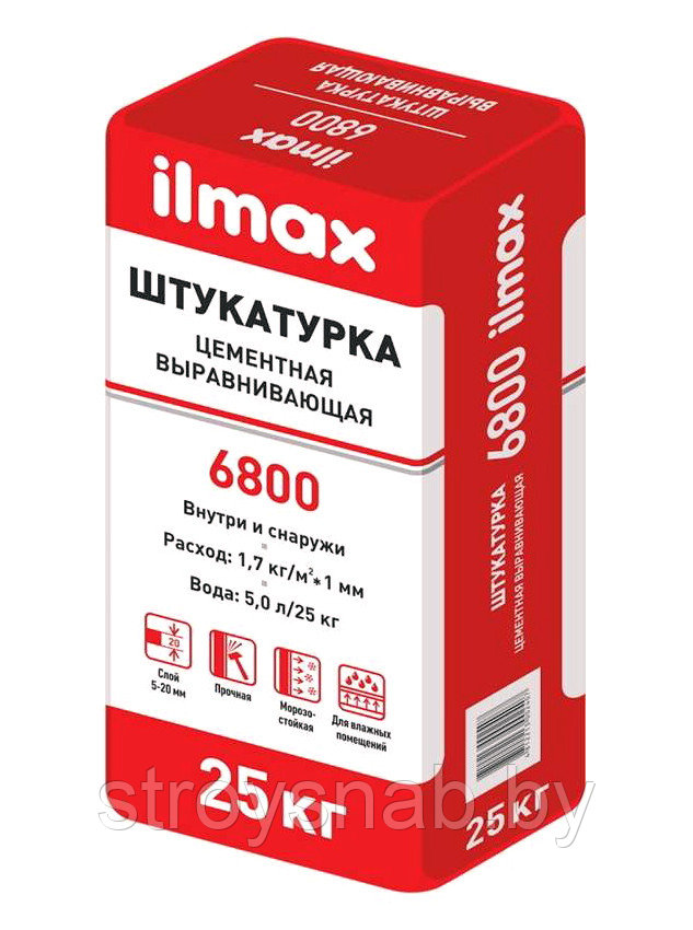 Штукатурка Илмакс 6800, цементная 25 кг, шт. - фото 1 - id-p173126617