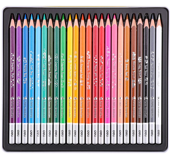 Карандаши цветные DELI трёхгранные в металлическом пенале, 24 цв. (Цена с НДС) - фото 3 - id-p99349683
