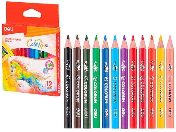 Карандаши цветные Deli «ColoRun» Мини, 12 цветов, треугольные (Цена с НДС)