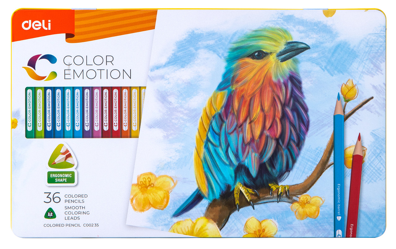 Карандаши цветные Deli «Color Emotion» NEW в металлическом пенале 36 цветов (Цена с НДС)