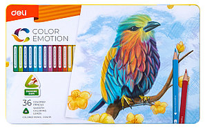 Карандаши цветные Deli «Color Emotion» NEW в металлическом пенале 36 цветов (Цена с НДС)
