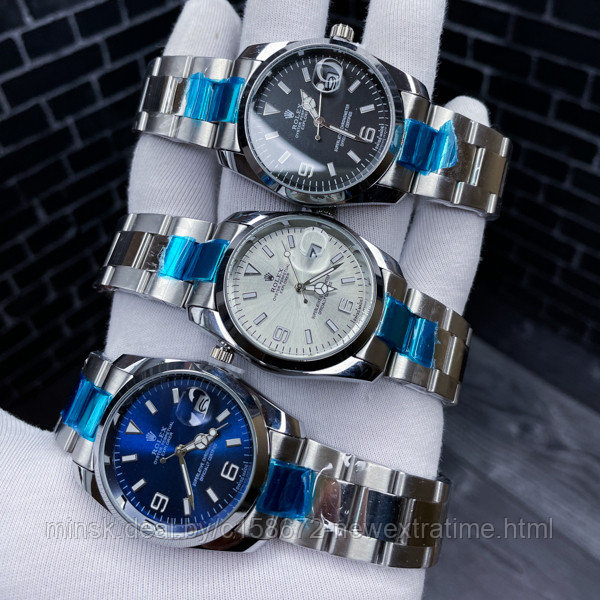 Стильные часы Rolex  (кварц, серебристые, копия)